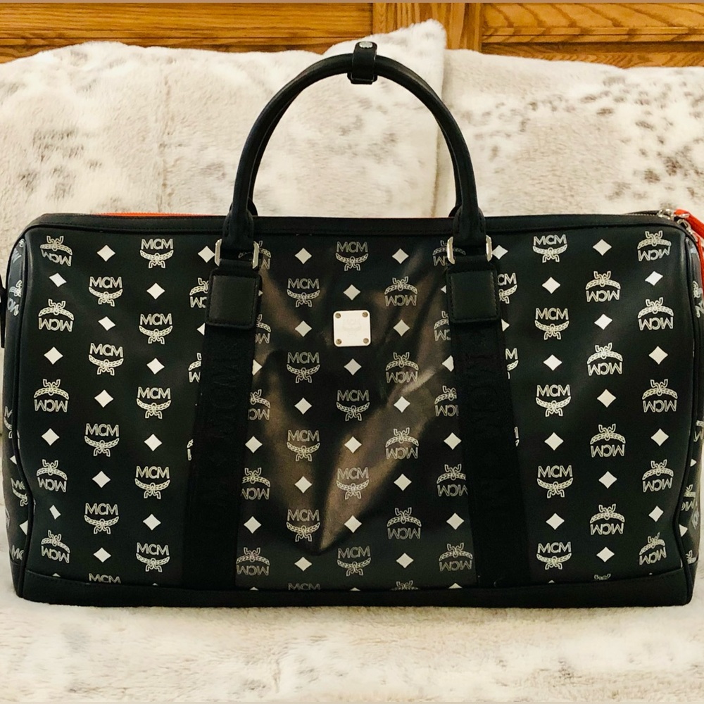 Authentic Black Mcm Travel Duffle Bag With Strap & Du… Gem